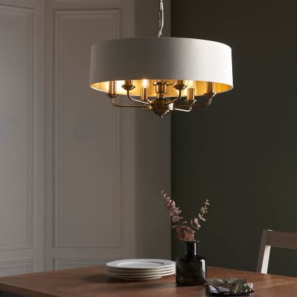 Endon 98933 - Sietynas, kabinamas ant grandinės HIGHCLERE 6xE14/40W/230V balta/žalvaris