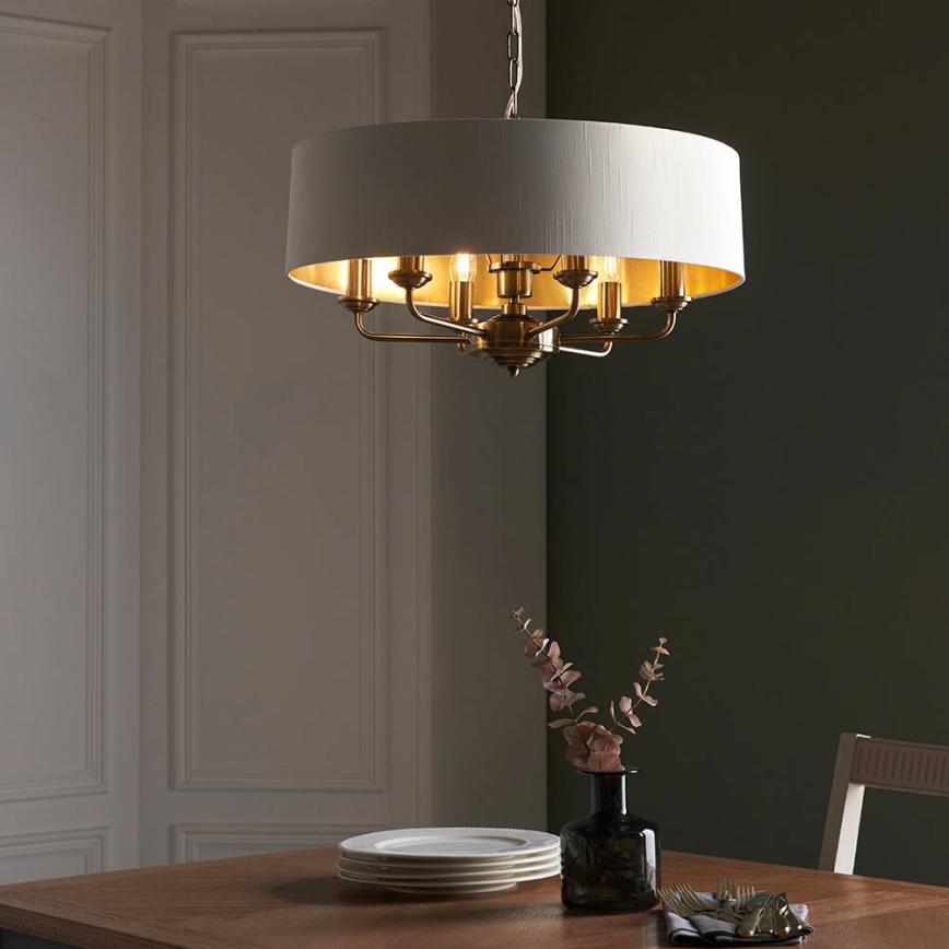 Endon 98933 - Sietynas, kabinamas ant grandinės HIGHCLERE 6xE14/40W/230V balta/žalvaris