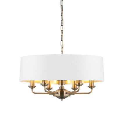 Endon 98933 - Sietynas, kabinamas ant grandinės HIGHCLERE 6xE14/40W/230V balta/žalvaris