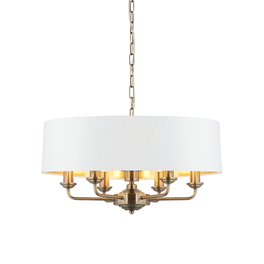 Endon 98933 - Sietynas, kabinamas ant grandinės HIGHCLERE 6xE14/40W/230V balta/žalvaris