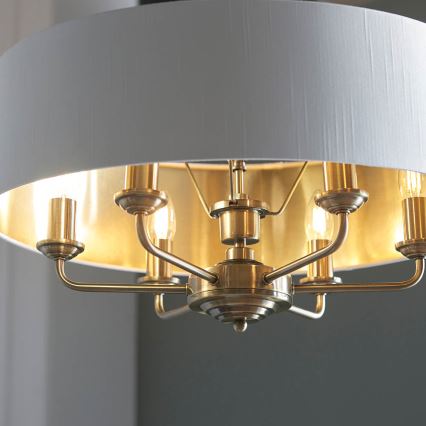 Endon 98933 - Sietynas, kabinamas ant grandinės HIGHCLERE 6xE14/40W/230V balta/žalvaris