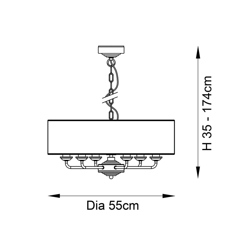 Endon 98933 - Sietynas, kabinamas ant grandinės HIGHCLERE 6xE14/40W/230V balta/žalvaris