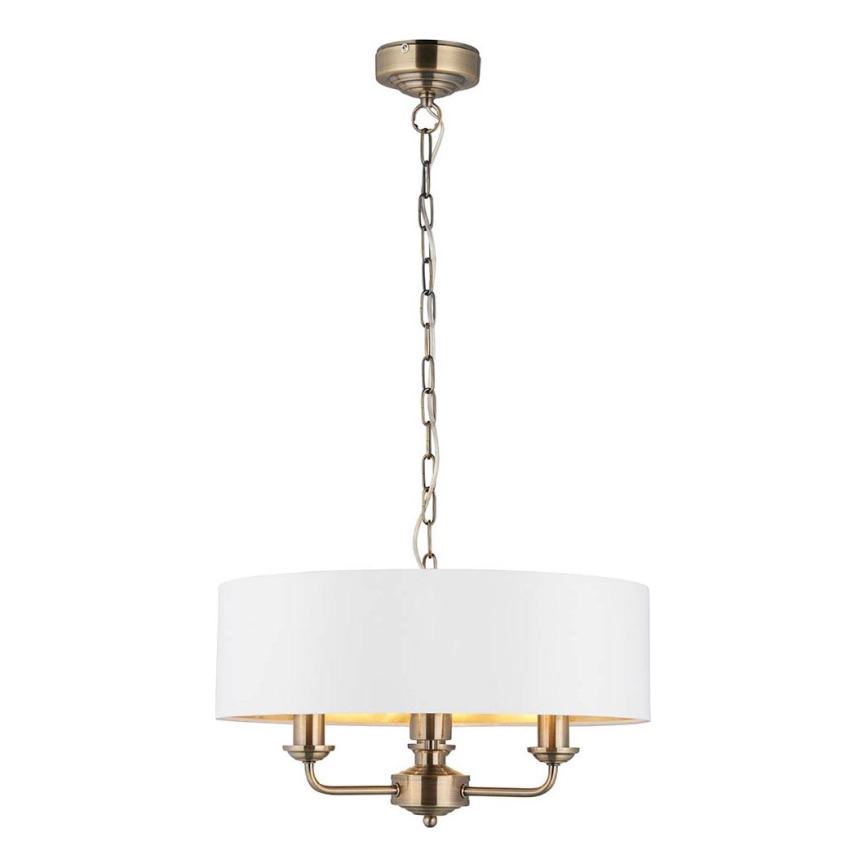Endon 98934 - Sietynas, kabinamas ant grandinės HIGHCLERE 3xE14/40W/230V balta/žalvaris