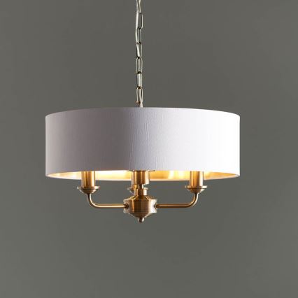 Endon 98934 - Sietynas, kabinamas ant grandinės HIGHCLERE 3xE14/40W/230V balta/žalvaris