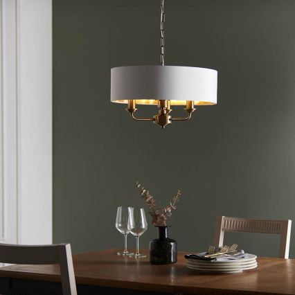 Endon 98934 - Sietynas, kabinamas ant grandinės HIGHCLERE 3xE14/40W/230V balta/žalvaris