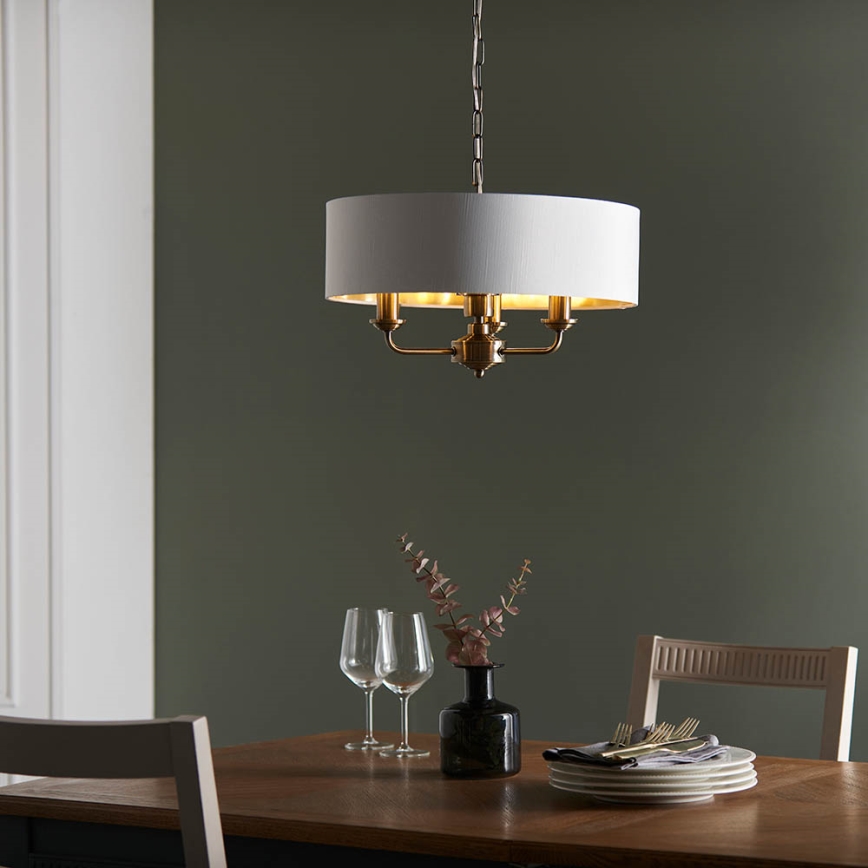 Endon 98934 - Sietynas, kabinamas ant grandinės HIGHCLERE 3xE14/40W/230V balta/žalvaris