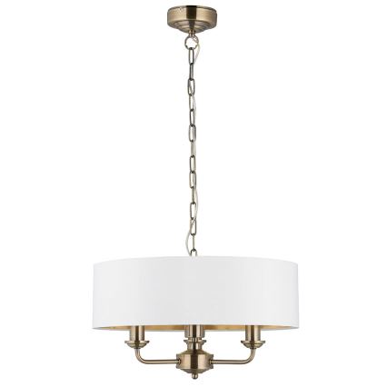 Endon 98934 - Sietynas, kabinamas ant grandinės HIGHCLERE 3xE14/40W/230V balta/žalvaris