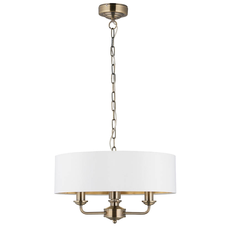 Endon 98934 - Sietynas, kabinamas ant grandinės HIGHCLERE 3xE14/40W/230V balta/žalvaris