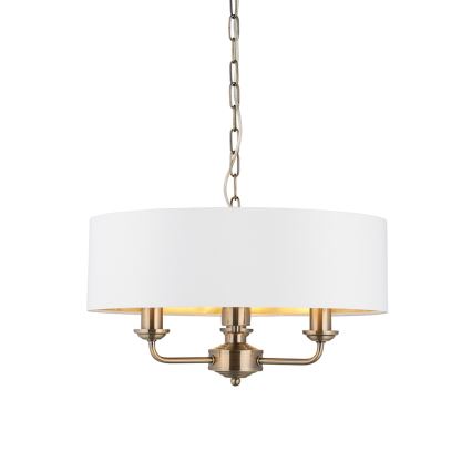 Endon 98934 - Sietynas, kabinamas ant grandinės HIGHCLERE 3xE14/40W/230V balta/žalvaris