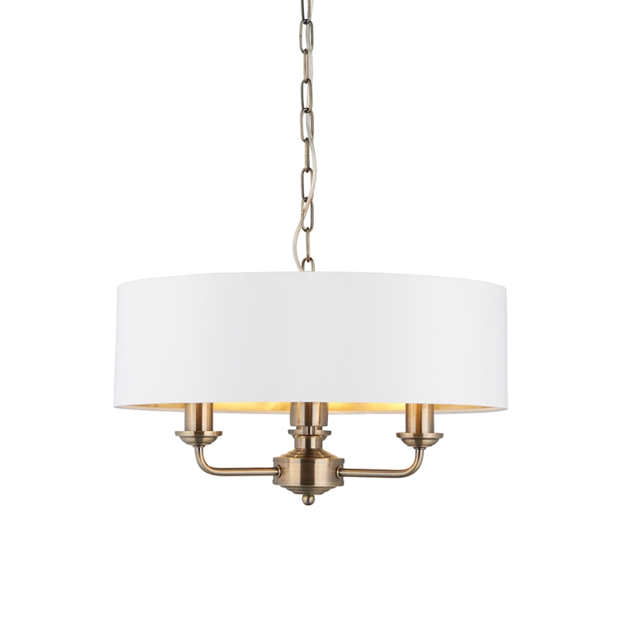 Endon 98934 - Sietynas, kabinamas ant grandinės HIGHCLERE 3xE14/40W/230V balta/žalvaris