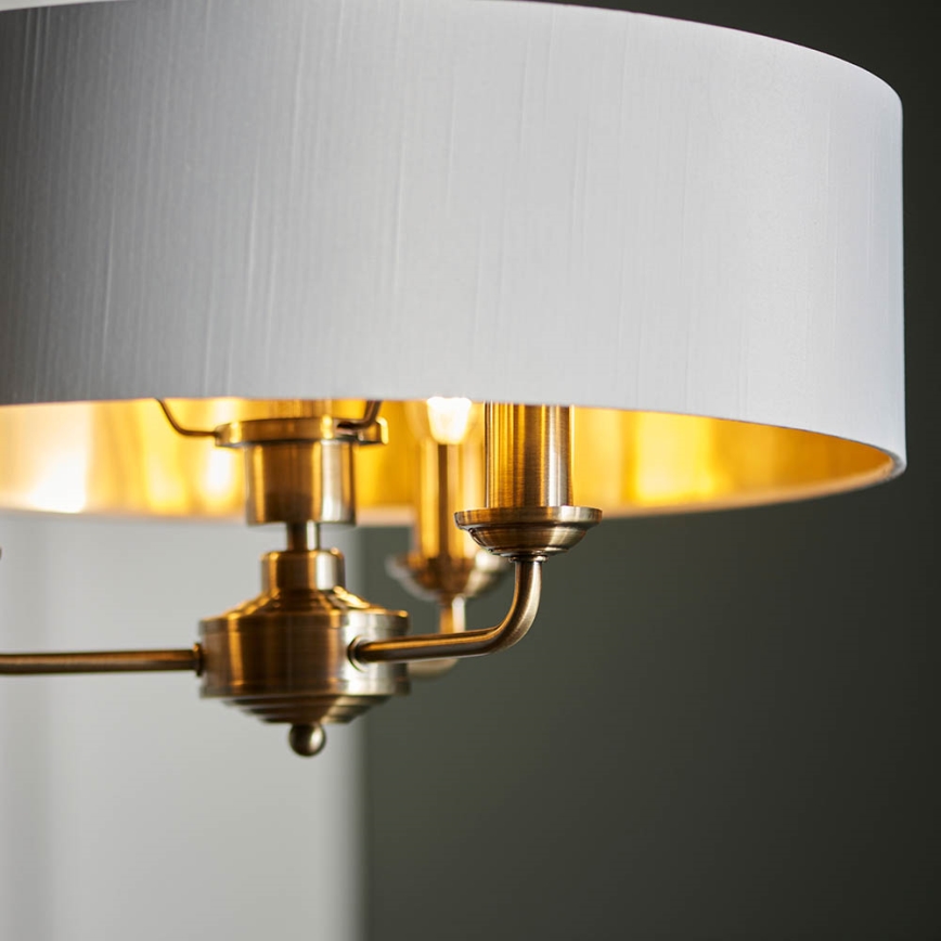 Endon 98934 - Sietynas, kabinamas ant grandinės HIGHCLERE 3xE14/40W/230V balta/žalvaris