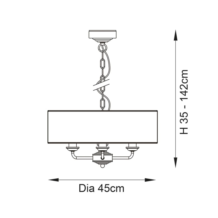 Endon 98934 - Sietynas, kabinamas ant grandinės HIGHCLERE 3xE14/40W/230V balta/žalvaris