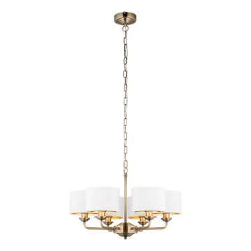 Endon 98936 - Sietynas, kabinamas ant grandinės HIGHCLERE 6xE14/28W/230V balta/žalvaris