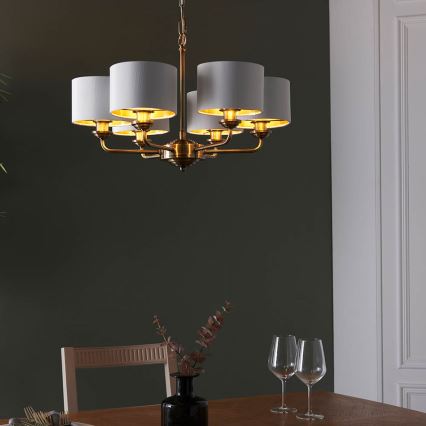 Endon 98936 - Sietynas, kabinamas ant grandinės HIGHCLERE 6xE14/28W/230V balta/žalvaris