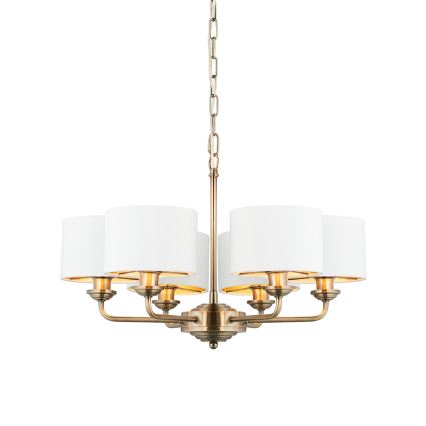 Endon 98936 - Sietynas, kabinamas ant grandinės HIGHCLERE 6xE14/28W/230V balta/žalvaris