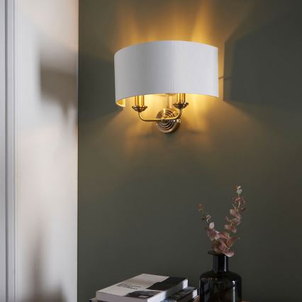 Endon 98937 - Sieninis šviestuvas HIGHCLERE 2xE14/40W/230V balta/žalvaris