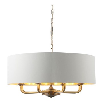 Endon 98938 - Liustra ant grandinės HIGHCLERE 8xE14/40W/230V Ø 70 cm balta/žalvaris