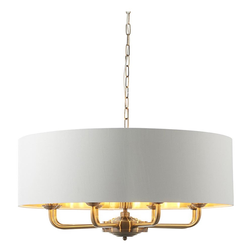 Endon 98938 - Liustra ant grandinės HIGHCLERE 8xE14/40W/230V Ø 70 cm balta/žalvaris