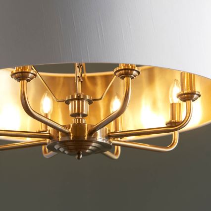 Endon 98938 - Liustra ant grandinės HIGHCLERE 8xE14/40W/230V Ø 70 cm balta/žalvaris