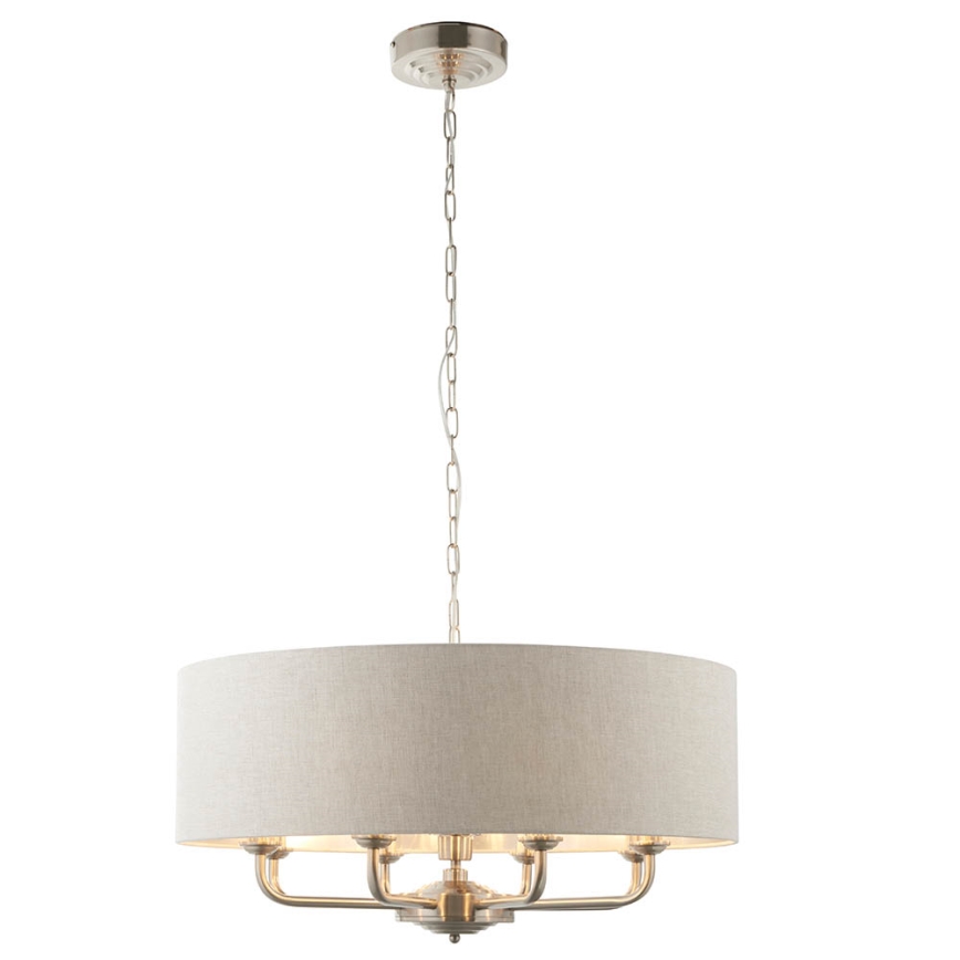 Endon 99152 - Sietynas, kabinamas ant grandinės HIGHCLERE 8xE14/40W/230V pilka/matinis chromas diametras 70 cm