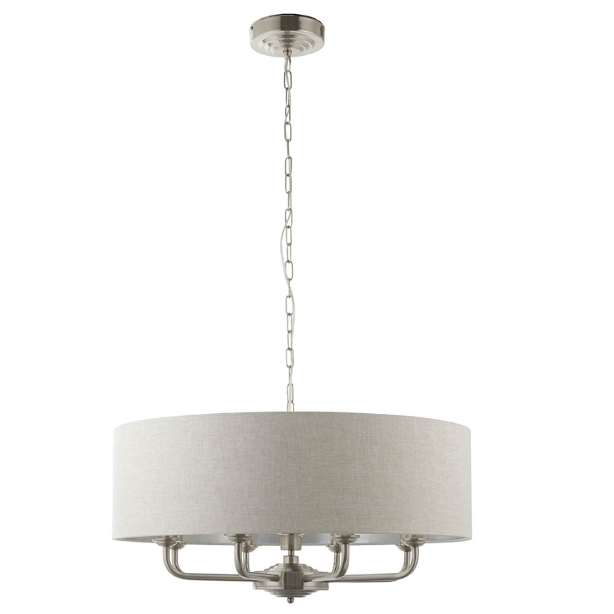 Endon 99152 - Sietynas, kabinamas ant grandinės HIGHCLERE 8xE14/40W/230V pilka/matinis chromas diametras 70 cm