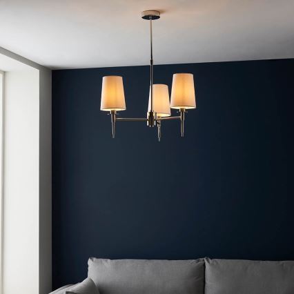 Endon 99455 - Pakabinamas šviestuvas su stiebu 3xE14/6W/230V, blizgus chromas/balta