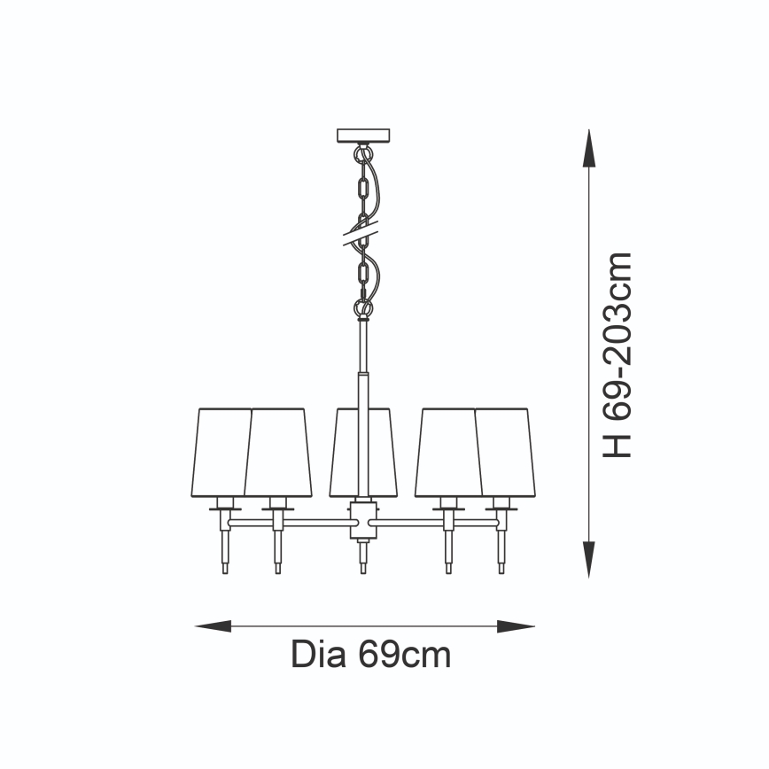 Endon 99458 - Liustra ant grandinės 5xE14/6W/230V auksinė/balta