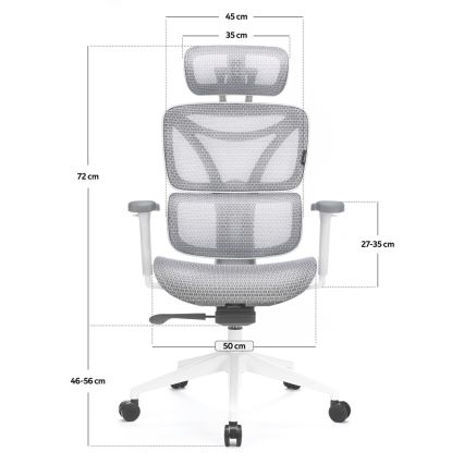 Ergonomiška biuro kėdė LEVANO pilka/balta/juoda