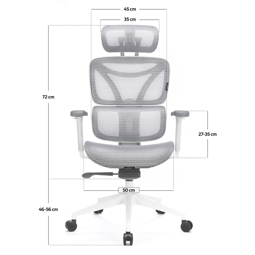Ergonomiška biuro kėdė LEVANO pilka/balta/juoda