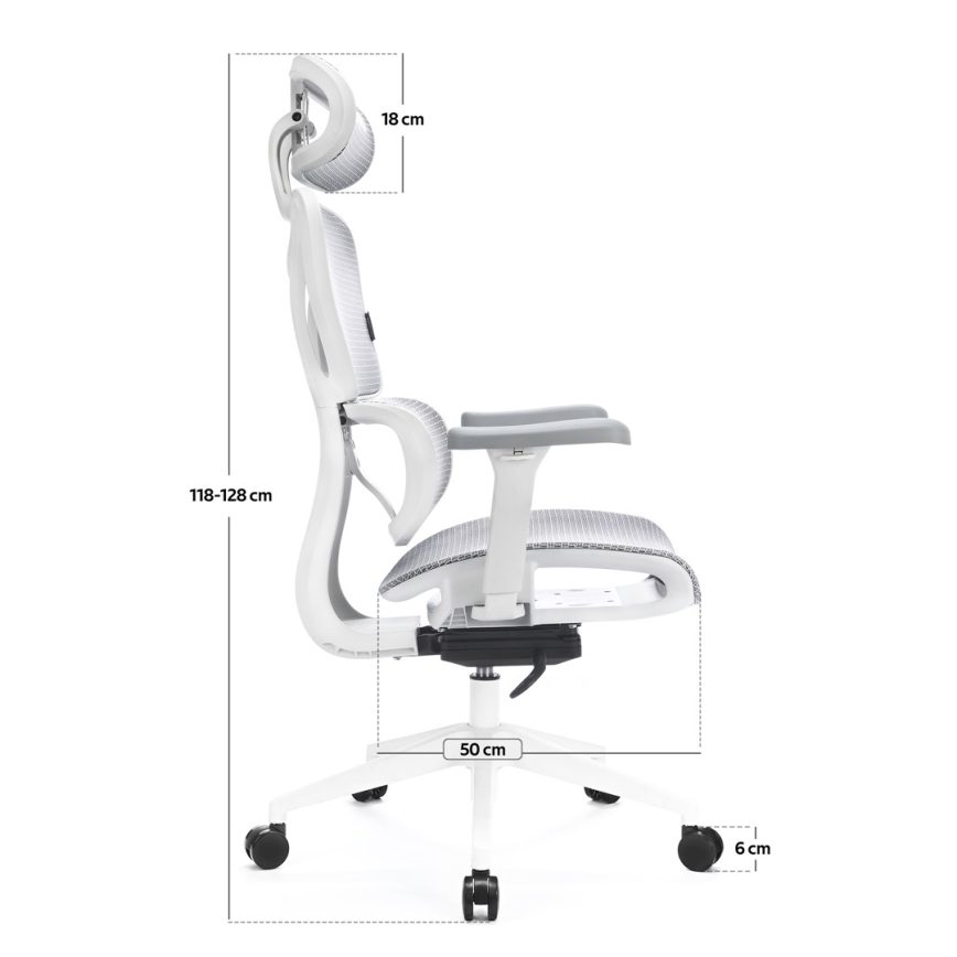 Ergonomiška biuro kėdė LEVANO pilka/balta/juoda
