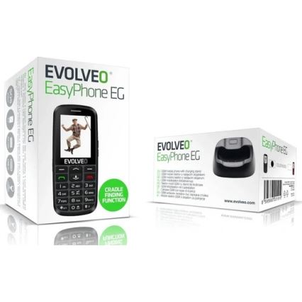 Evolveo - EasyPhone EG, 4G mobilusis telefonas senjorams, juodas