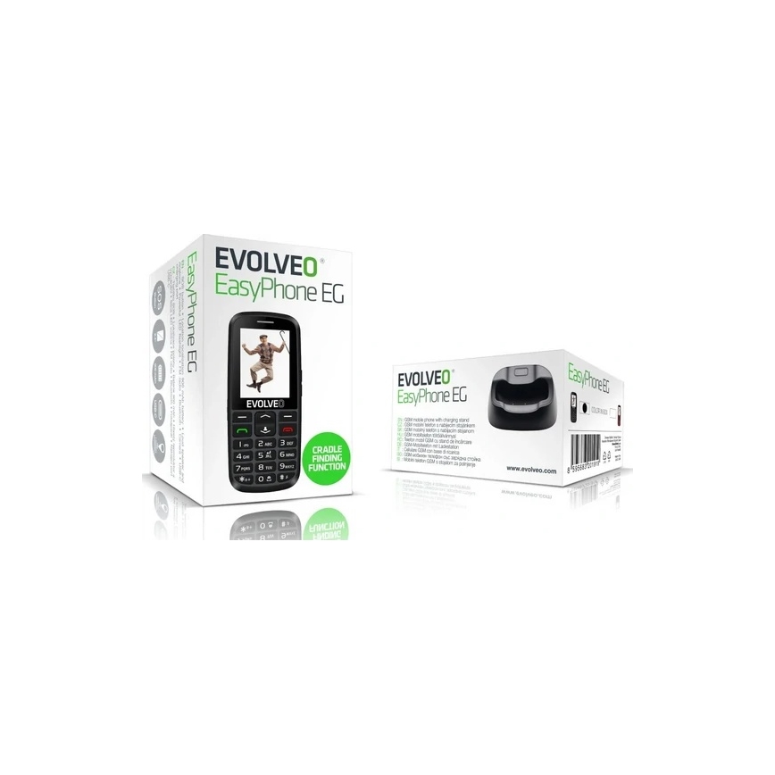 Evolveo - EasyPhone EG, 4G mobilusis telefonas senjorams, juodas