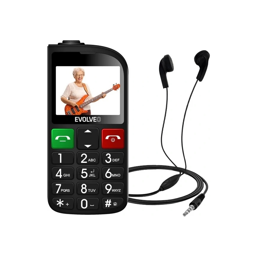 Evolveo - EasyPhone FL, mobilus telefonas senjorams, juodas