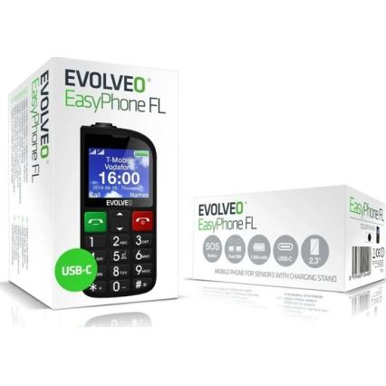 Evolveo - EasyPhone FL, mobilus telefonas senjorams, juodas