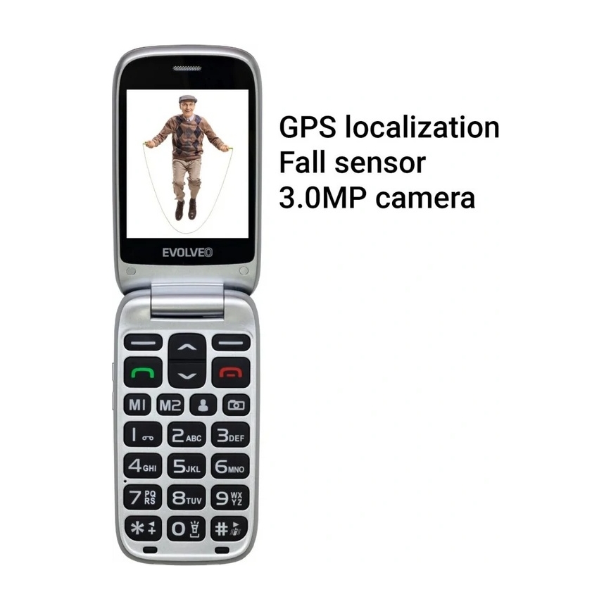 Evolveo - EasyPhone FS sulankstomas mobilusis telefonas senjorams 2.8 raudonas