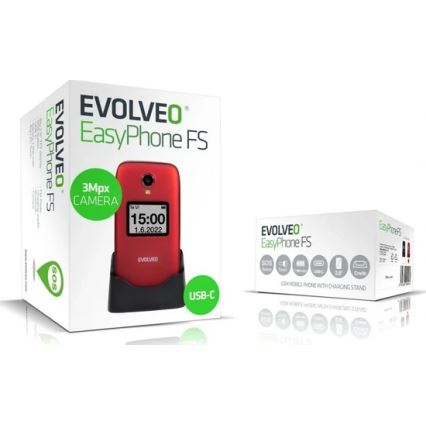 Evolveo - EasyPhone FS sulankstomas mobilusis telefonas senjorams 2.8 raudonas