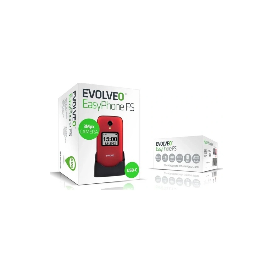 Evolveo - EasyPhone FS sulankstomas mobilusis telefonas senjorams 2.8 raudonas