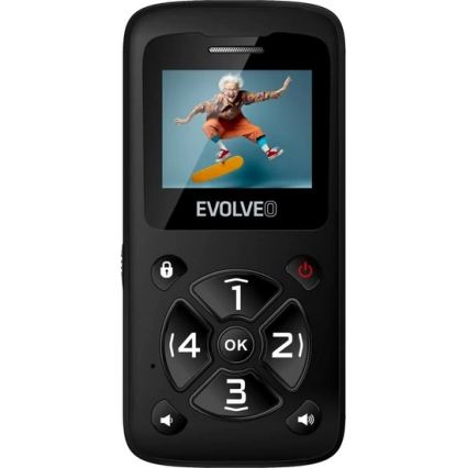 Evolveo - EasyPhone ID, juodas mobilusis telefonas senjorams