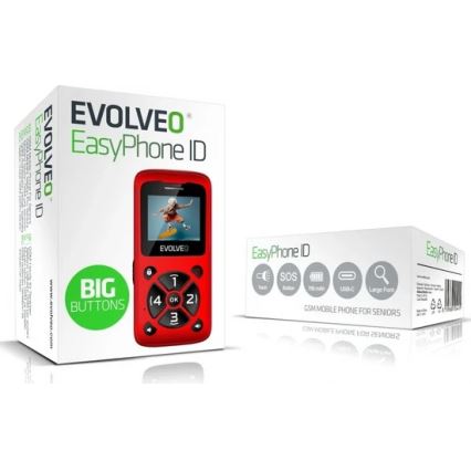Evolveo - EasyPhone ID, mobilus telefonas senjorams, raudonas