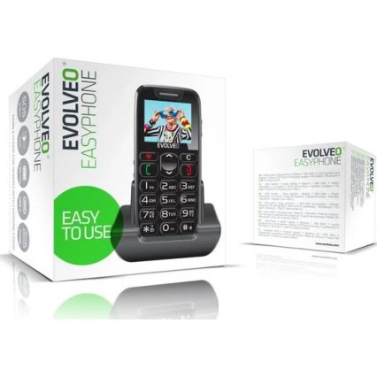 Evolveo - EasyPhone, mobilus telefonas senjorams, juodas