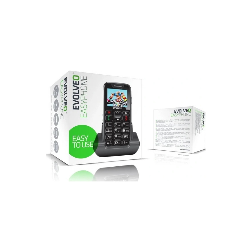 Evolveo - EasyPhone, mobilus telefonas senjorams, juodas