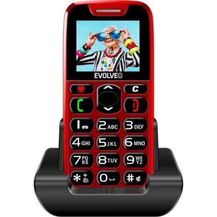Evolveo - EasyPhone, mobilusis telefonas senjorams, raudonas