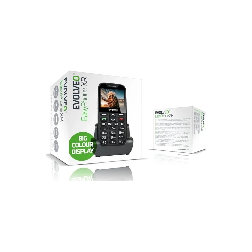 Evolveo - EasyPhone XR 2G mobilusis telefonas senjorams, juodas