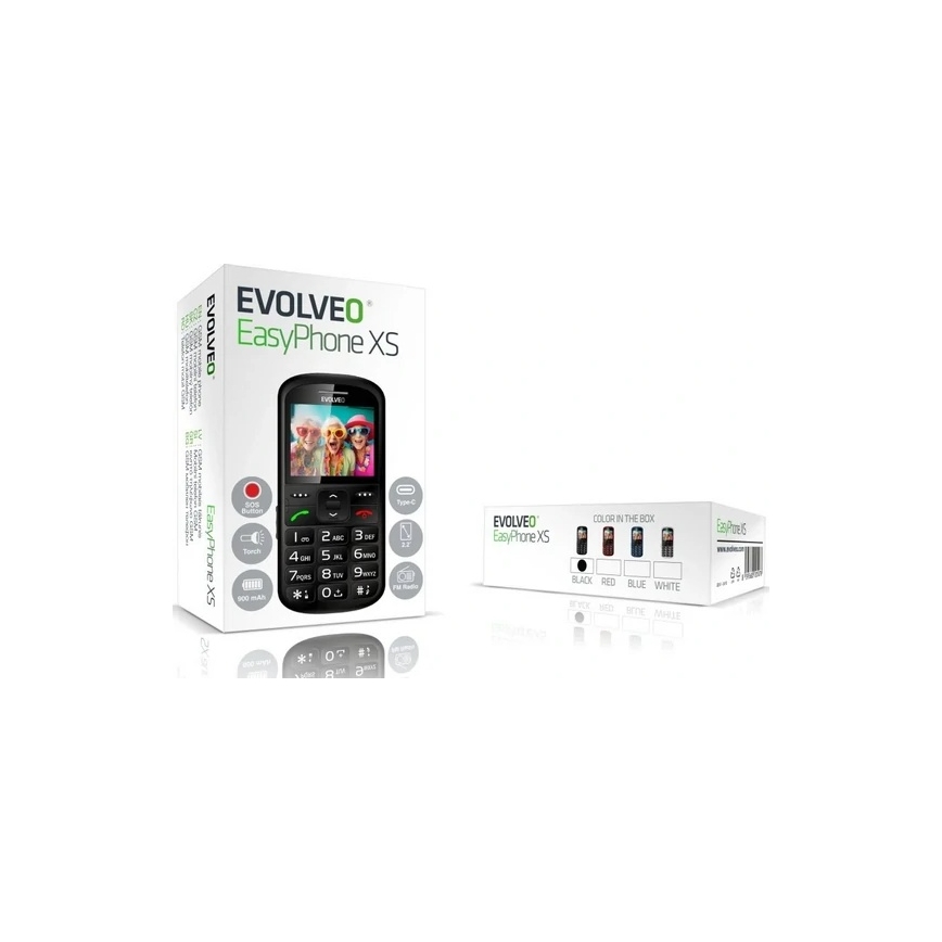 Evolveo - EasyPhone XS, mobilus telefonas senjorams, juodos spalvos