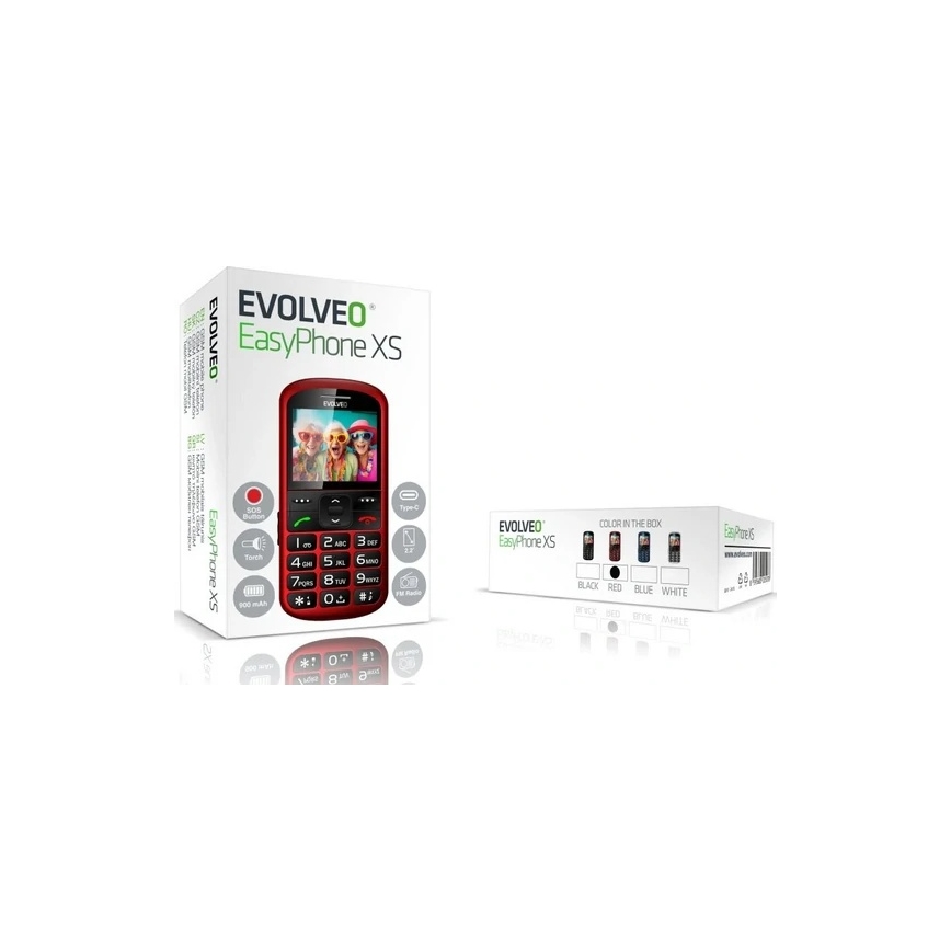 Evolveo - EasyPhone XS, mobilusis telefonas senjorams, raudonas