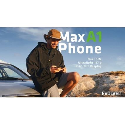 Evolveo - MaxPhone A1 mygtukinis telefonas su dviem SIM kortelėmis juodas