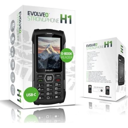 Evolveo - StrongPhone H1, atsparus vandeniui Dual SIM telefonas juodas/sidabrinis
