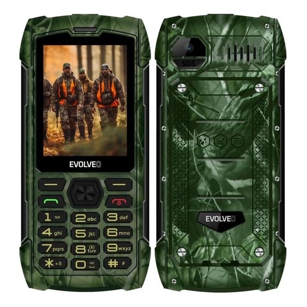 Evolveo - StrongPhone H1 atsparus vandeniui telefonas su dviem SIM kortelėmis, medžioklinis kamufliažas