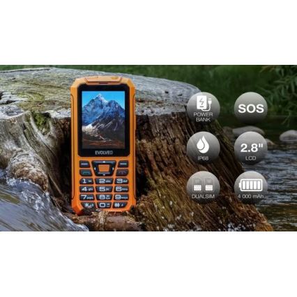 Evolveo - StrongPhone Z6, atsparus vandeniui Dual SIM telefonas, oranžinis