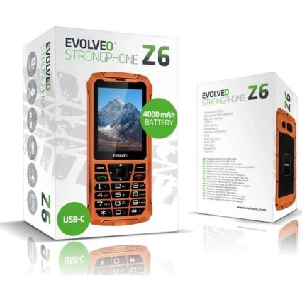 Evolveo - StrongPhone Z6, atsparus vandeniui Dual SIM telefonas, oranžinis